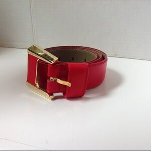 Vintage Liz Claiborne Red Buckle Belt Leather